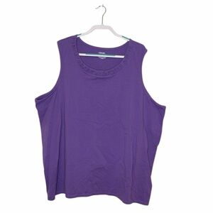 LIZ & ME ESSENTIALS WOMENS PURPLE SLEEVELESS COTTON BLEND TOP
PLUS SIZE 5X